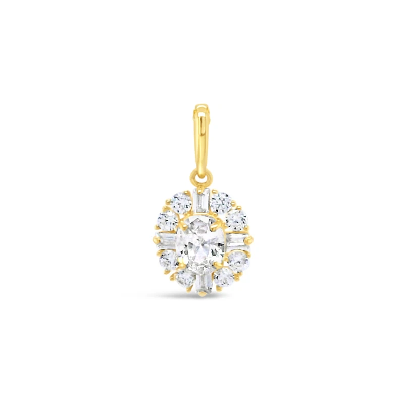 10k Yellow Gold Cubic Zirconia Oval with outline Pendant 155638