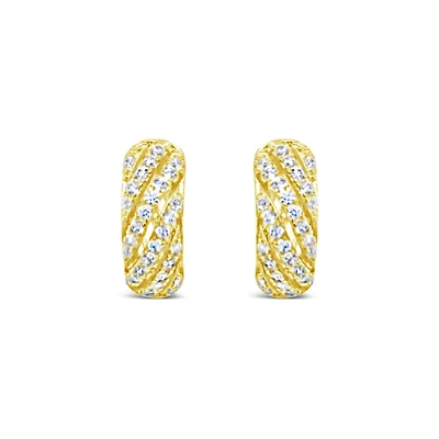 Yellow Gold Plated  Sterling Silver  Cubic Zirconia  Pave Twist Huggies 155075