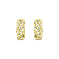 Yellow Gold Plated  Sterling Silver  Cubic Zirconia  Pave Twist Huggies 155075