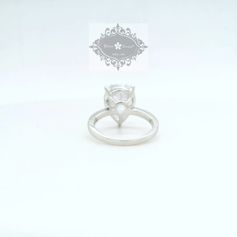 Sterling Silver Tear Drop Cubic Zirconia Ring 155493