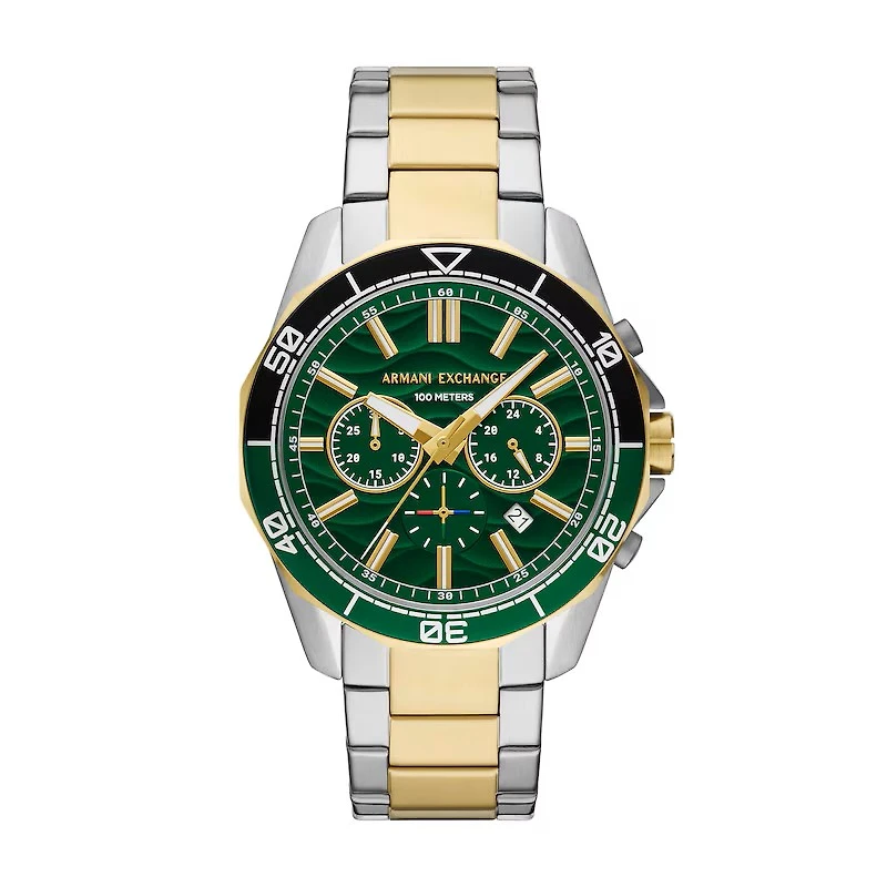 Armani Exchange Two-Tone Chronograph Watch Green Dial AX1966 154689