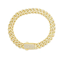 Yellow Gold Plated Sterling Silver Cubic Zirconia Cuban link  Bracelet 155081
