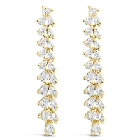 Bridal  Gold Tear Drop Long   Cubic Zirconia Earrings 155175