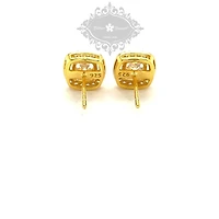 Gold Plated Sterling Silver Cubic Zirconia Square Stud 143466