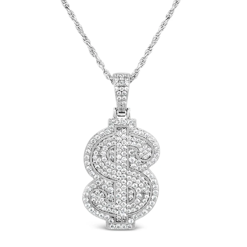 Sterling Silver Cubic Zirconia  $ Pendent  Necklace 155134