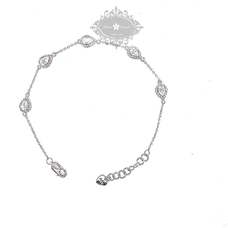 Sterling Silver Cubic Zirconia Teardrop Bracelet 146678