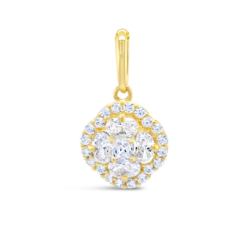 10k Yellow Gold Cubic Zirconia Square with outline Pendant 153737