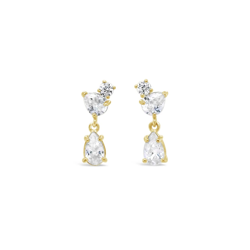 10k Yellow Gold Cubic Zirconia Tear Drop Earrings 155646
