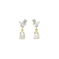 10k Yellow Gold Cubic Zirconia Tear Drop Earrings 155646