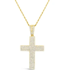 Yellow Gold Plated Sterling Silver Cubic Zirconia Cross Pendent  Necklace 155131
