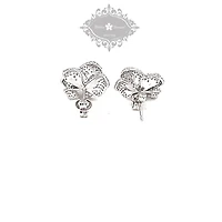 Sterling Silver Heart Cubic Zirconia Flower Earrings 151974