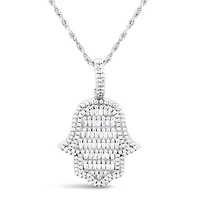 Sterling Silver Cubic Zirconia  Hamsa Pendent  Necklace 155136