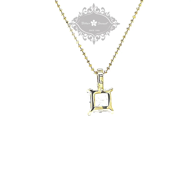 Gold Plated Sterling Silver Square Cubic Zirconia Necklace 147706