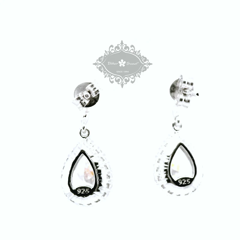 Sterling Silver Teardrop Cubic Zirconia Drop Earrings 122012