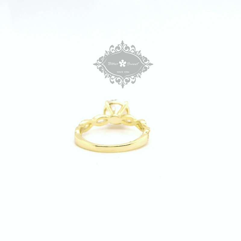 Gold Plated Sterling Silver Twist Cubic Zirconia Ring