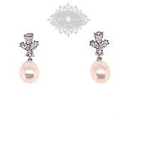Sterling Silver Cubic Zirconia Pearl Earrings
