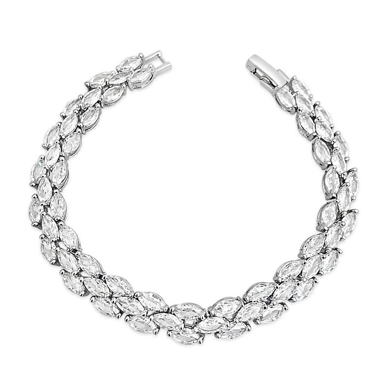 Bridal Silver  Cubic Zirconia Marquise   Bracelet 155189