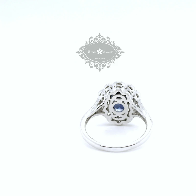 Sterling Silver Sapphire Oval Cubic Zirconia Ring 153391