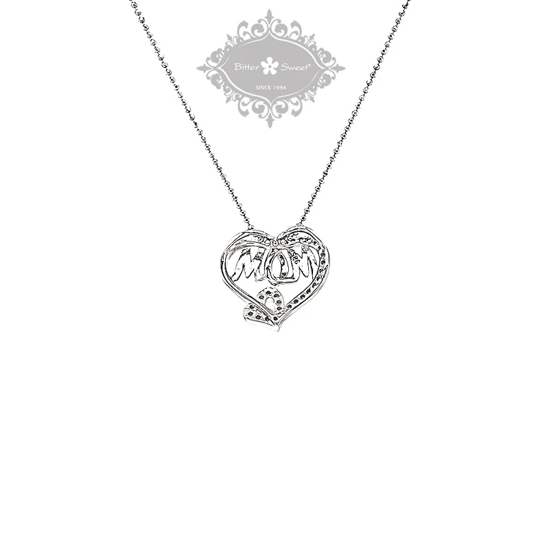 Sterling Silver Cubic Zirconia Mom Necklace