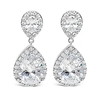 Bridal Silver Cubic Zirconia Tear Drop Earrings 126632