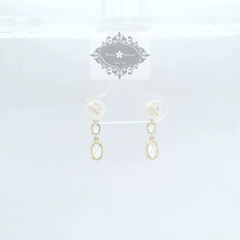 10k Yellow Gold Cubic Zirconia Oval Drop Earrings 155648