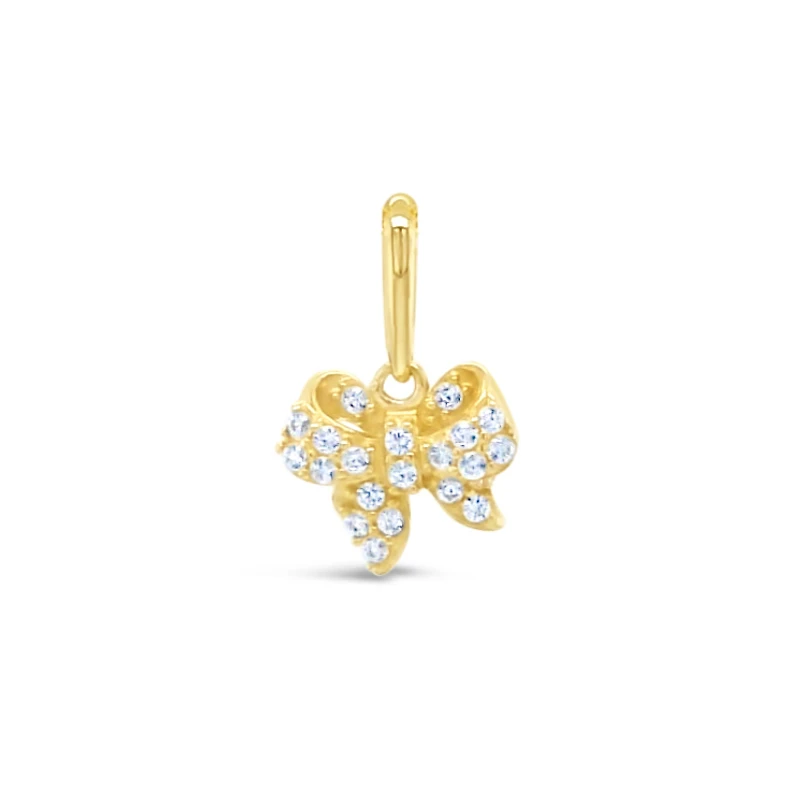 10k Yellow Gold Cubic Zirconia Bow Pave Pendant 155636