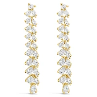 Bridal  Gold Tear Drop Long   Cubic Zirconia Earrings 155175