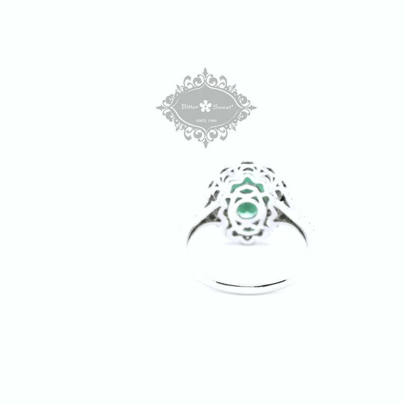 Sterling Silver Emerald Oval Cubic Zirconia Ring 153391