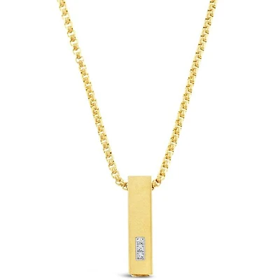 Stainless Steel Cubic Zirconia Gold Necklace 150151