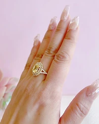 Gold Plated Sterling Silver Yellow Oval Cubic Zirconia Ring 153391