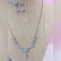Bridal Silver Cubic Zirconia Necklace & Earrings Set