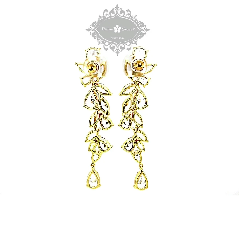 Gold Cubic Zirconia Drop Earrings 142877