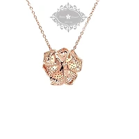 Rosegold Plated Sterling Silver Cubic Zirconia Flower  Necklace 151977