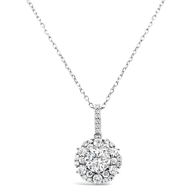 Sterling Silver Round outline Cubic Zirconia Necklace 155044
