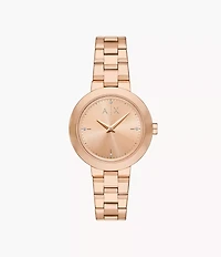 Armani Exchange Two-Hand Rose Gold-Tone Stainless Steel Watch 154355