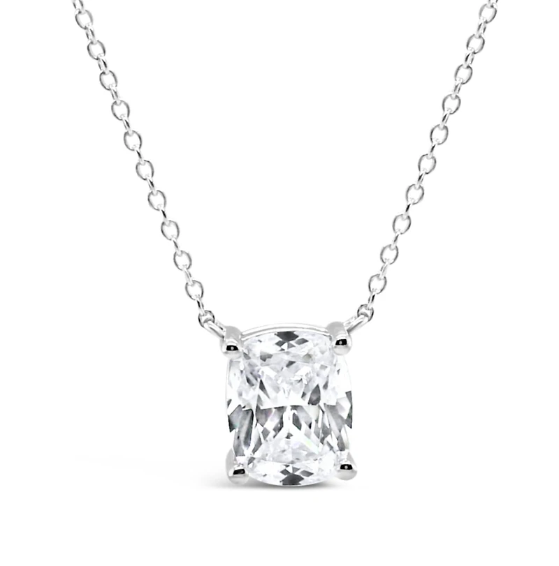 Sterling Silver Cushion  8x10mm Cubic  Zirconia Necklace 155482