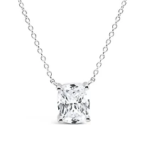 Sterling Silver Cushion  8x10mm Cubic  Zirconia Necklace 155482