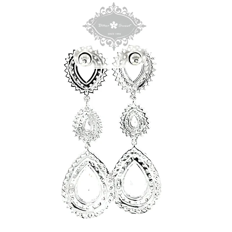 Bridal Silver Cubic Zirconia Tear Drop Clip On Earrings 145938
