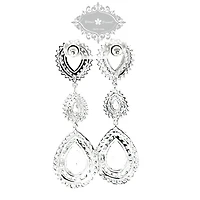 Bridal Silver Cubic Zirconia Tear Drop Clip On Earrings 145938