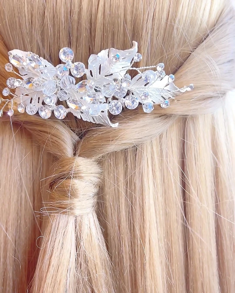 Bridal Gold Crystal Pearl Hair Comb