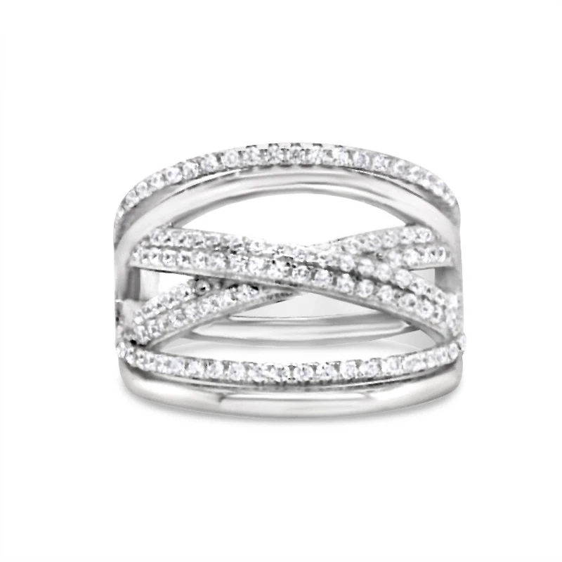 Sterling Silver Multiline Cubic Zirconia Ring 155010