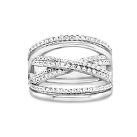Sterling Silver Multiline Cubic Zirconia Ring 155010