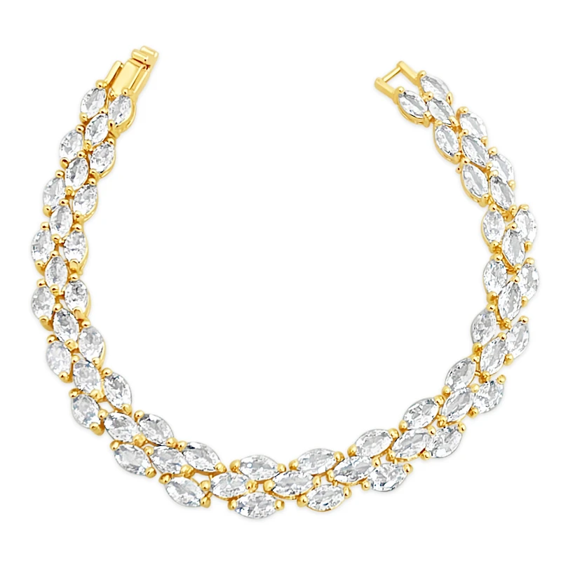 Bridal Gold Cubic Zirconia Marquise   Bracelet 155190