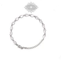 Bridal Cubic Zirconia Silver Tear Drop Bracelet 134379