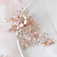 Bridal Rose Gold Flower Hair Clip 137612