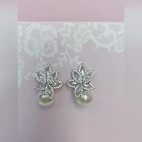 Bridal Pearl Cubic Zirconia Earrings 145905