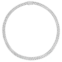 Sterling Silver  Cuban Link  Cubic Zirconia Necklace 155084