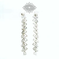 Bridal  Silver Tear Drop Long   Cubic Zirconia Earrings 155162