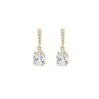 10k Yellow Gold Cubic Zirconia Tear Drop w/Pave Bar Earrings 155647
