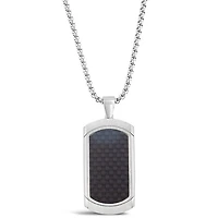 Stainless Steel Carbon Fiber Tag Necklace 150147